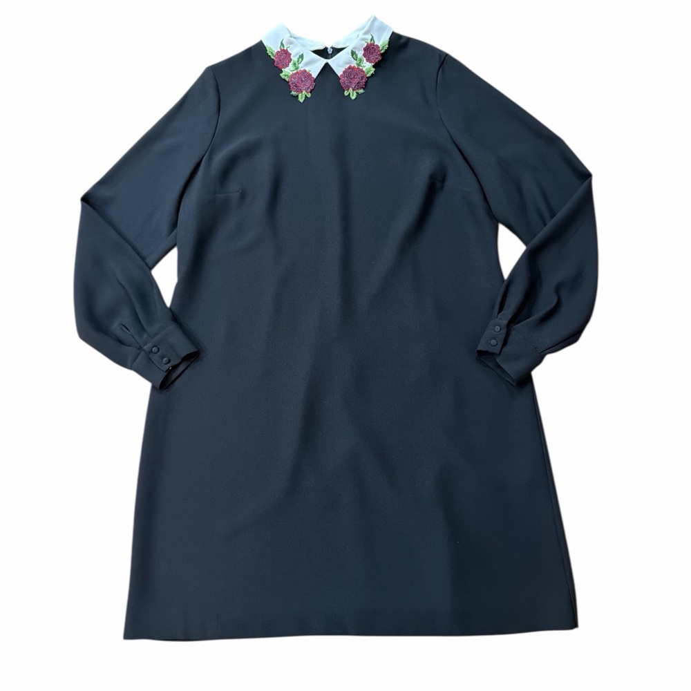 Hobbs London Theodora Black Dress with Detachable Floral Collar - Picture 2 of 8